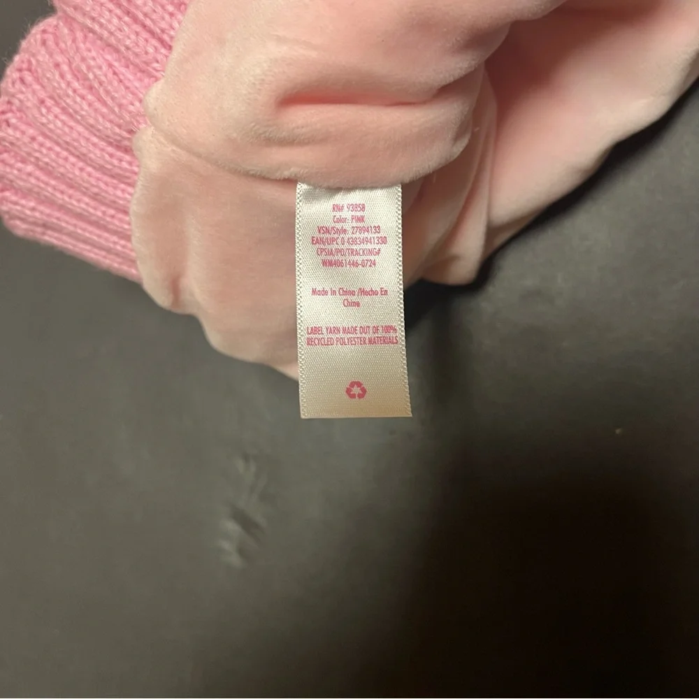 2 Justice Girls Y2K Beanies Quilted‎ Metallic Puffer Pom Pom Faux Fur Hats